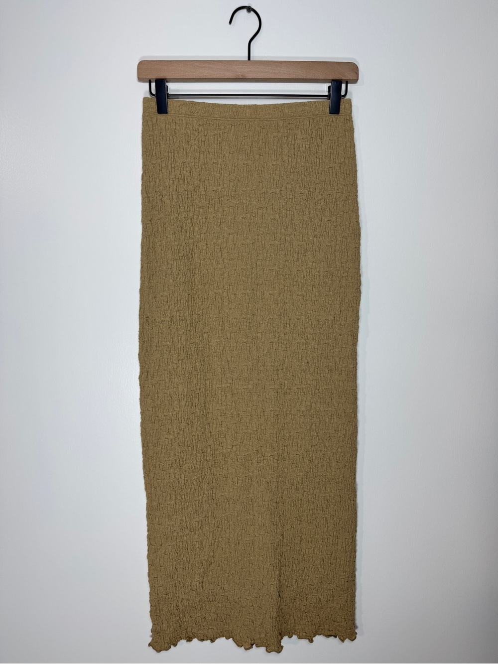 WSK57 {Princess Polly} Brown Seersucker Textured Elastic Waist Maxi Skirt